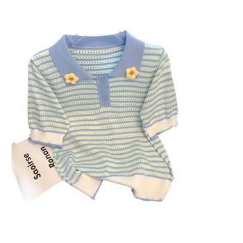 Tricou polo pentru fete, din tricot, vară 2024, pentru 8+ ani