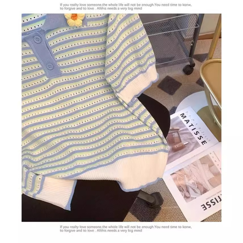 Tricou polo pentru fete, din tricot, vară 2024, pentru 8+ ani