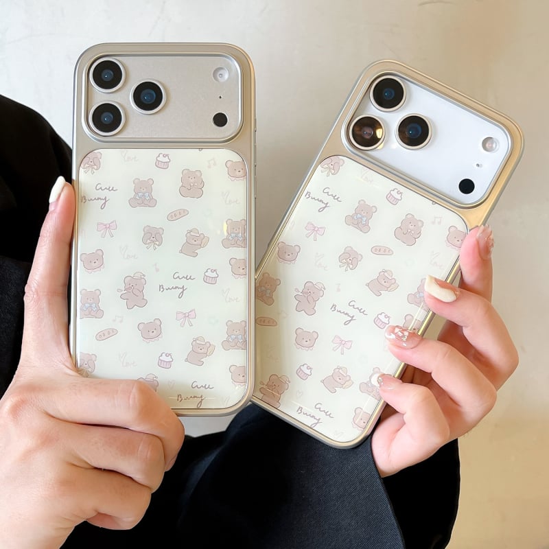 Kućište za iPhone s dizajnom medvjeda i elektroplatnim završetkom, Nothing marka, stil 2-u-1, PC materijal, kompatibilno s iPhone 13/14 serijom