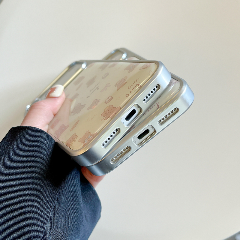 Kućište za iPhone s dizajnom medvjeda i elektroplatnim završetkom, Nothing marka, stil 2-u-1, PC materijal, kompatibilno s iPhone 13/14 serijom