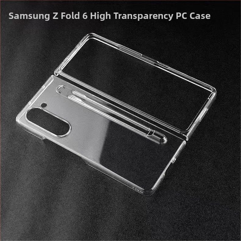 Flip kryt pre Samsung Galaxy Z Fold7, priehľadný lesklý PC materiál, s otvorom na pero, proti nárazom a odtlačkom prstov