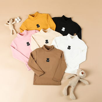 Dječja majica s dugim rukavima od bruširane poliester tkanine (95,5%), visok ovratnik, motiv karikatura, pogodna za proljeće, jesen i zimu