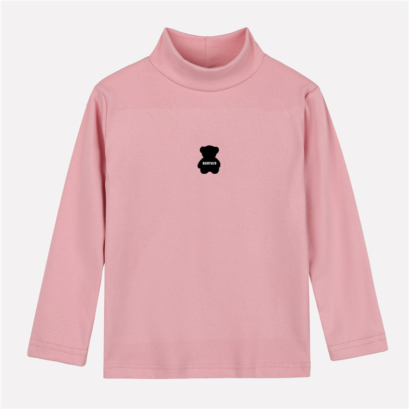 Dječja majica s dugim rukavima od bruširane poliester tkanine (95,5%), visok ovratnik, motiv karikatura, pogodna za proljeće, jesen i zimu