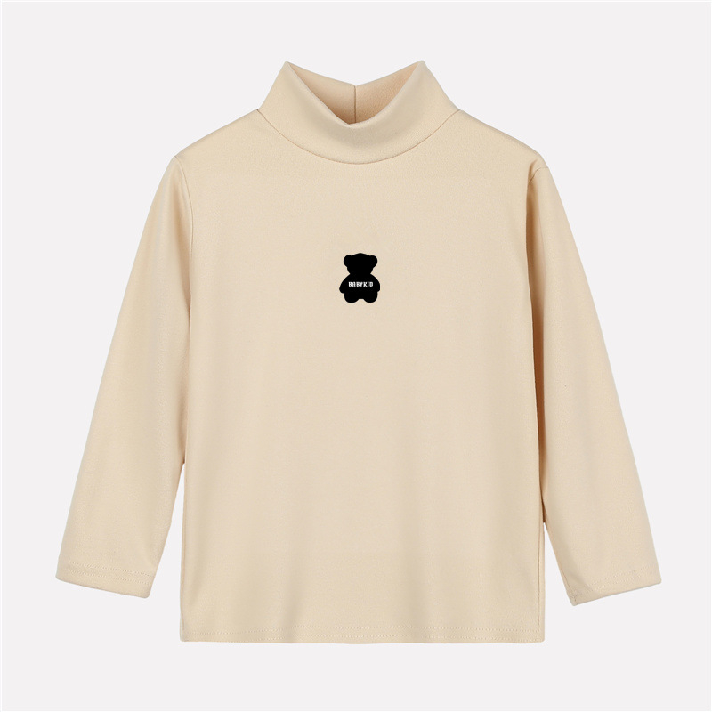 Dječja majica s dugim rukavima od bruširane poliester tkanine (95,5%), visok ovratnik, motiv karikatura, pogodna za proljeće, jesen i zimu
