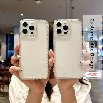 Ochranný kryt s rhinestones pre iPhone 15 a iPhone 16 Pro Max, TPU, proti pádu, s možnosťou prispôsobenia