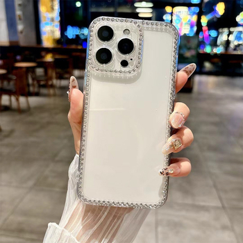 Carcasă de protecție cu diamante strălucitoare pentru iPhone 15 și iPhone 16 Pro Max, TPU, anti-cădere, cu posibilitate de personalizare