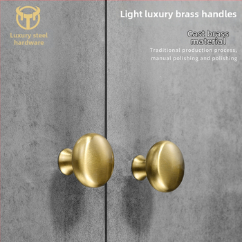 Mâner din cupru pentru uși și sertare, rotund, cu o singură gaură, formă semicirculară, model 8860, finisaj cu fir, stil modern minimalist