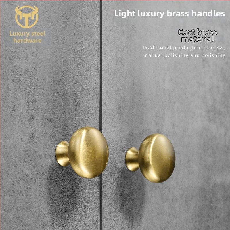 Mâner din cupru pentru uși și sertare, rotund, cu o singură gaură, formă semicirculară, model 8860, finisaj cu fir, stil modern minimalist