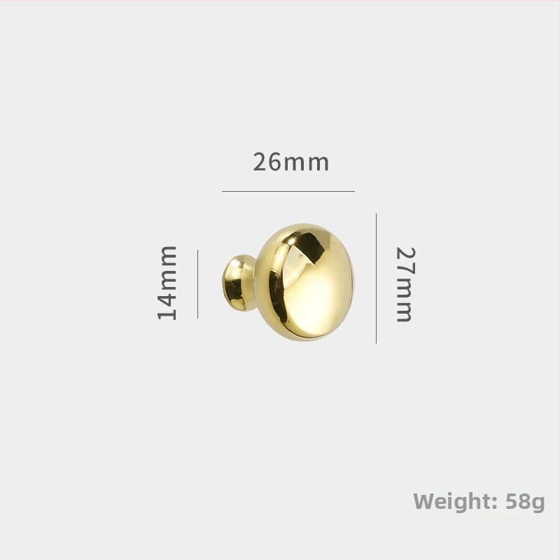 Mâner din cupru pentru uși și sertare, rotund, cu o singură gaură, formă semicirculară, model 8860, finisaj cu fir, stil modern minimalist