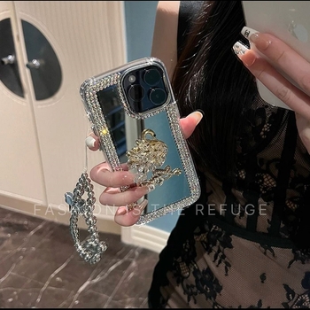 Maska za iPhone – rhinestones labudinog zrcalnog dizajna, silikon, narukvica stil, elektroplatni završetak, disipacija topline; kompatibilno s iPhone 11, 12, 13, 14 Pro/Max, Xs Max