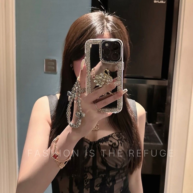 Maska za iPhone – rhinestones labudinog zrcalnog dizajna, silikon, narukvica stil, elektroplatni završetak, disipacija topline; kompatibilno s iPhone 11, 12, 13, 14 Pro/Max, Xs Max