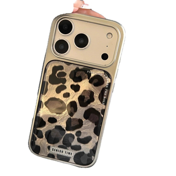 Maska za iPhone s leopard uzorkom, elektroplatirani završni sloj, akrilni materijal, zaštita od padova, prilagodljiva, kompatibilna s iPhone 13-17 Pro/Max i iPhone 14/15/16 Pro/Max