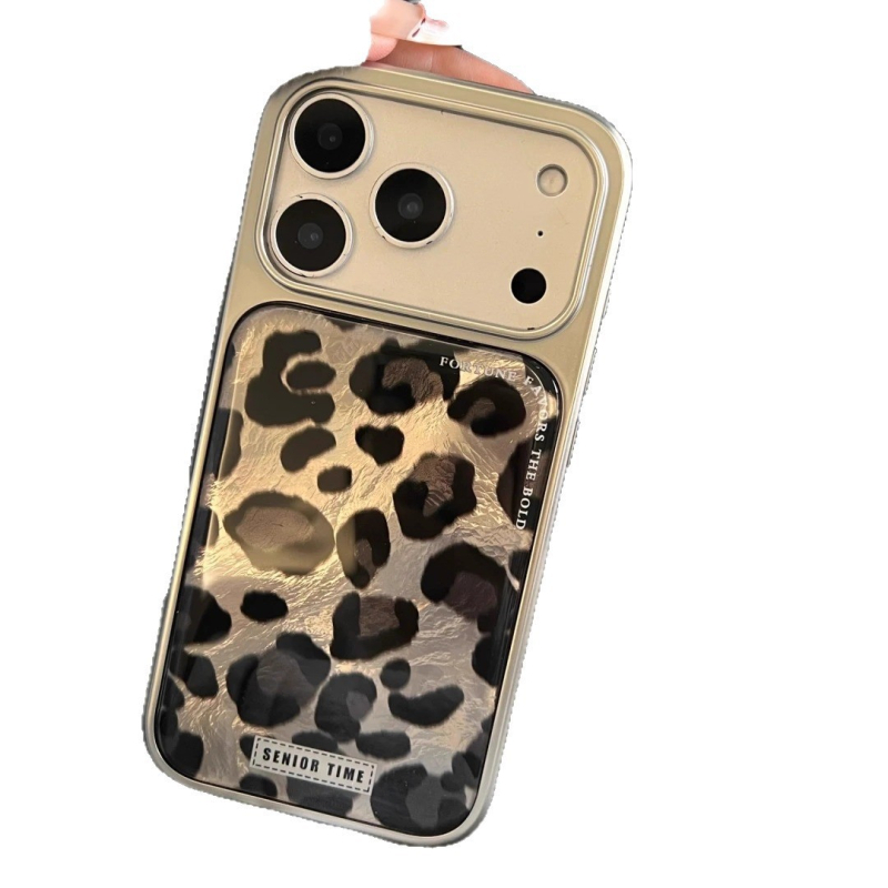 Maska za iPhone s leopard uzorkom, elektroplatirani završni sloj, akrilni materijal, zaštita od padova, prilagodljiva, kompatibilna s iPhone 13-17 Pro/Max i iPhone 14/15/16 Pro/Max