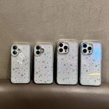 Θήκη IMD για iPhone 14/14 Pro/14 Pro Max με διαμαντένιο πλαίσιο και αστέρα, γυναικείου μινιμαλιστικού στιλ, προστασία από πτώσεις, λεπτή κατασκευή