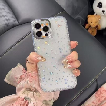 Θήκη IMD για iPhone 14/14 Pro/14 Pro Max με διαμαντένιο πλαίσιο και αστέρα, γυναικείου μινιμαλιστικού στιλ, προστασία από πτώσεις, λεπτή κατασκευή