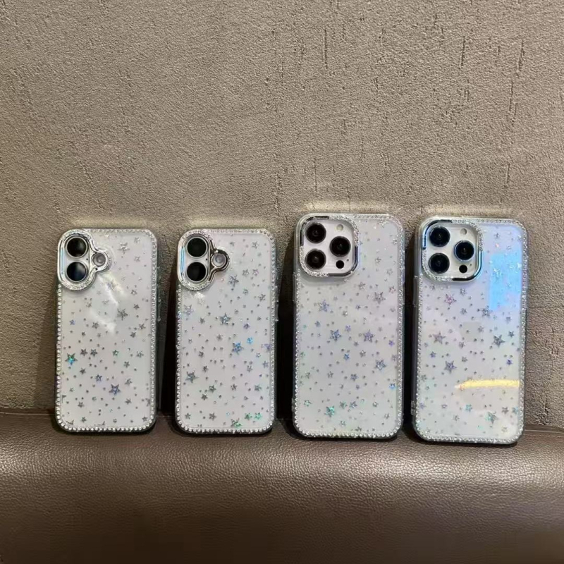 Θήκη IMD για iPhone 14/14 Pro/14 Pro Max με διαμαντένιο πλαίσιο και αστέρα, γυναικείου μινιμαλιστικού στιλ, προστασία από πτώσεις, λεπτή κατασκευή