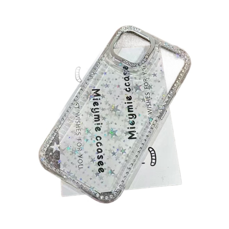 Θήκη IMD για iPhone 14/14 Pro/14 Pro Max με διαμαντένιο πλαίσιο και αστέρα, γυναικείου μινιμαλιστικού στιλ, προστασία από πτώσεις, λεπτή κατασκευή