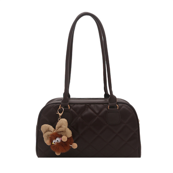 Ženska tote torba od PU kože, dijamantno prešivanje - gradski minimalistički stil, zatvarač, poliester podstava, zima 2025