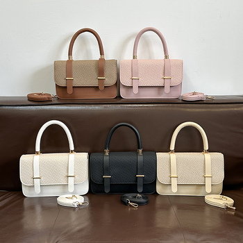 Ženska mala kvadratna torbica od PU kože — gradski jednostavan stil, horizontalan kvadratni oblik, otvaranje s poklopcem, džep za dokumente