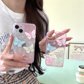 Θήκη κινητού με ανάγλυφο IMD ακρυλικό σκληρό περίβλημα με μαλακά άκρα, στυλ Ins, 3D σχέδιο καρδιά-πεταλούδα, Almost Pie, συμβατή με iPhone 12/12 Pro/12 Pro Max, 13/13 Pro/13 Pro Max, 14/14 Pro/14 Pro Max