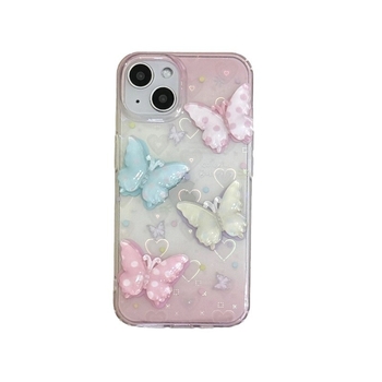 Θήκη κινητού με ανάγλυφο IMD ακρυλικό σκληρό περίβλημα με μαλακά άκρα, στυλ Ins, 3D σχέδιο καρδιά-πεταλούδα, Almost Pie, συμβατή με iPhone 12/12 Pro/12 Pro Max, 13/13 Pro/13 Pro Max, 14/14 Pro/14 Pro Max