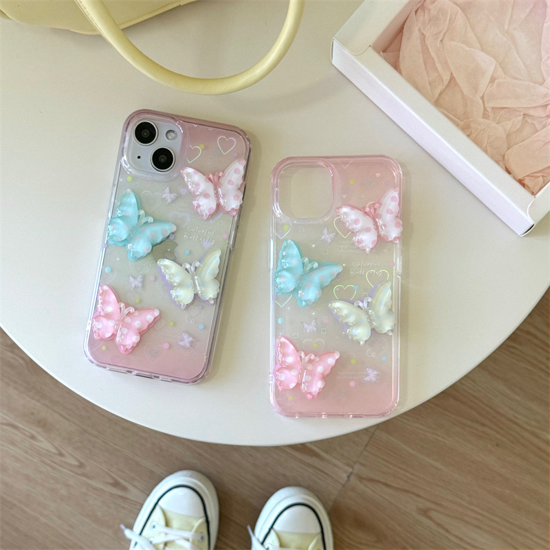 Θήκη κινητού με ανάγλυφο IMD ακρυλικό σκληρό περίβλημα με μαλακά άκρα, στυλ Ins, 3D σχέδιο καρδιά-πεταλούδα, Almost Pie, συμβατή με iPhone 12/12 Pro/12 Pro Max, 13/13 Pro/13 Pro Max, 14/14 Pro/14 Pro Max
