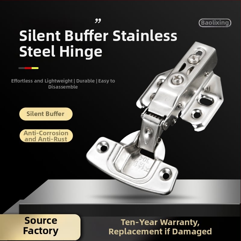 Γυαλισμένος μεντεσές από ανοξείδωτο χάλυβα για πόρτες ντουλάπας με αμορτισέρ, 304