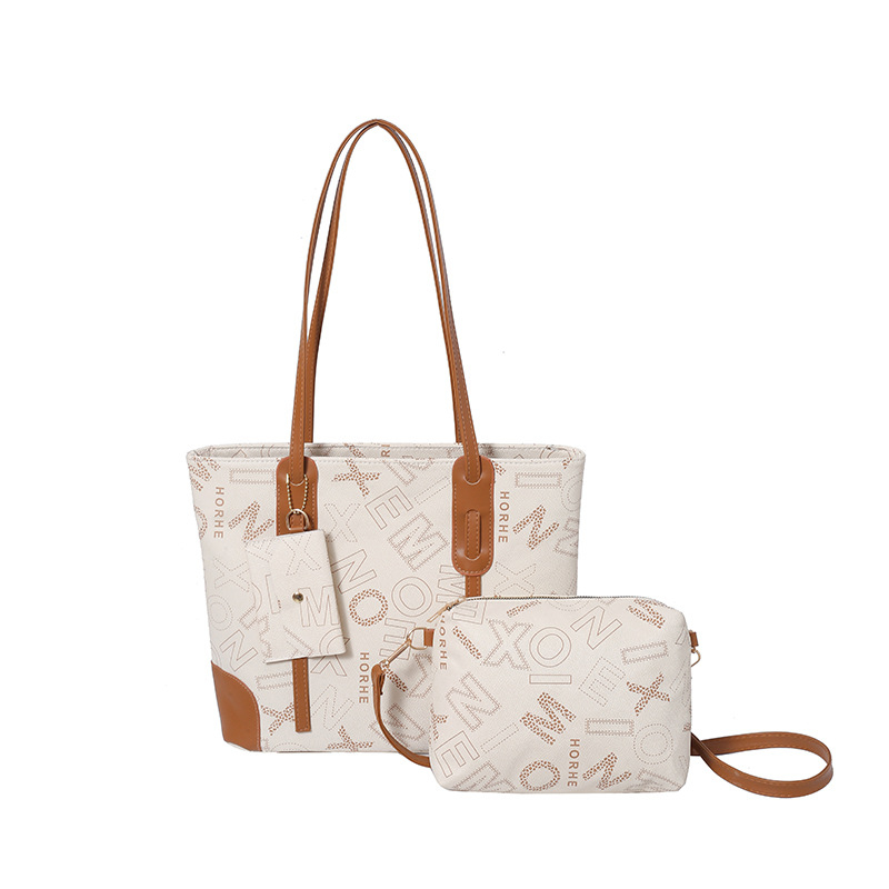 Torba Tote s retro motivom slova, PU materijal, poliester podstava, zatvarač na zip, vodoravni kvadratni oblik, unutarnja pretinica za telefon