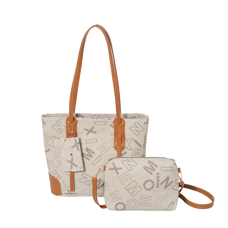Torba Tote s retro motivom slova, PU materijal, poliester podstava, zatvarač na zip, vodoravni kvadratni oblik, unutarnja pretinica za telefon
