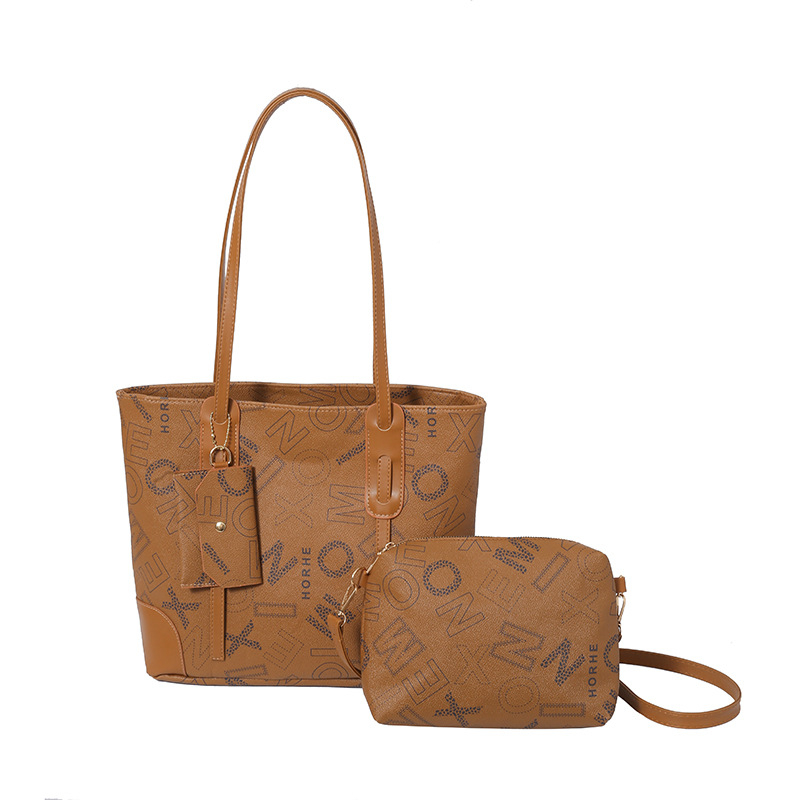 Torba Tote s retro motivom slova, PU materijal, poliester podstava, zatvarač na zip, vodoravni kvadratni oblik, unutarnja pretinica za telefon