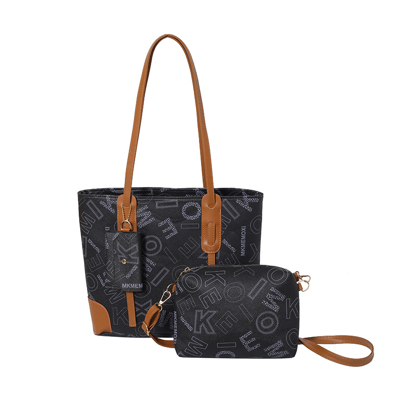 Torba Tote s retro motivom slova, PU materijal, poliester podstava, zatvarač na zip, vodoravni kvadratni oblik, unutarnja pretinica za telefon