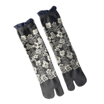 Čarape u japanskom stilu s čipkastim rubom i balonastim krajem, jacquard, s odvojenim prstima, srednja dužina, pamuk, antisklizne, upijaju znoj