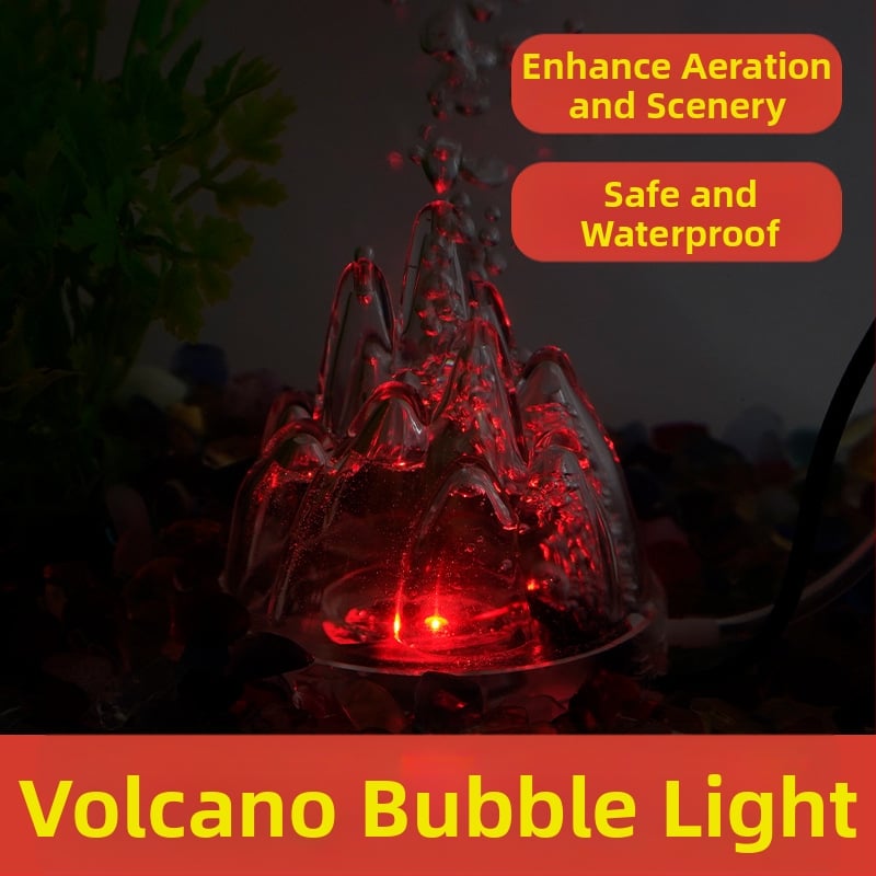 Akvaris buboréklámpa vulkáni tájjal, oxigénpumpa, pagoda lámpa, vízálló