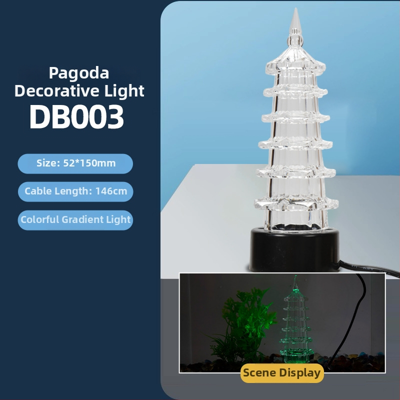 Akvaris buboréklámpa vulkáni tájjal, oxigénpumpa, pagoda lámpa, vízálló