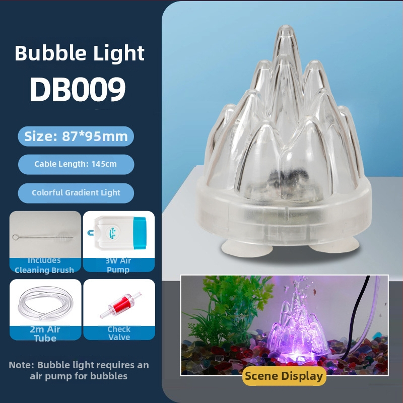 Akvaris buboréklámpa vulkáni tájjal, oxigénpumpa, pagoda lámpa, vízálló