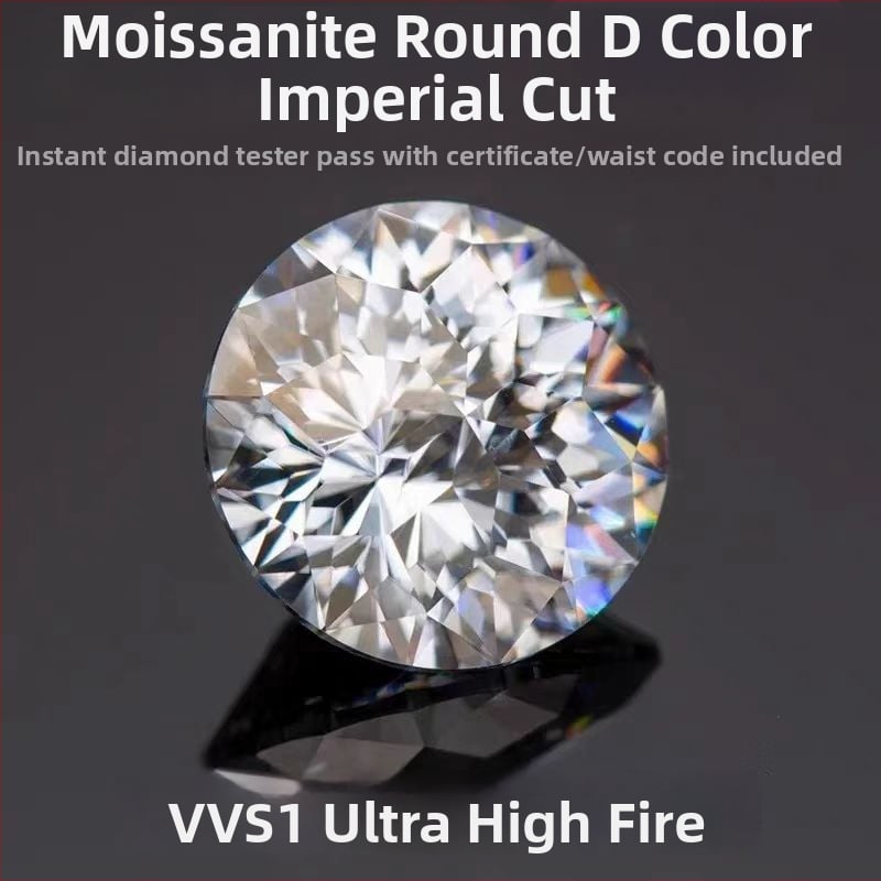 Moissanite λίθος – στρογγυλός, Imperial Κόψη, VVS Διαύγεια, τεχνητή προέλευση