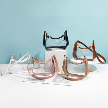 Torbica za podlakticu, prozirna PVC, oblik dumpling, zatvaranje zipom, urbano jednostavan stil, bez podstave, s jednim remenom za rame, za svakodnevnu upotrebu