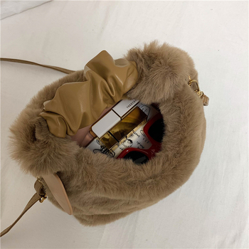 Ženska zimska torbica od vunenog pliša, gradski jednostavan stil, crossbody torba preko ramena, horizontalni kvadratni oblik, zatvarač, laminirana unutarnja pretinac