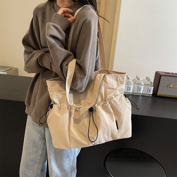 Ženska Tote torba s crossbody remenom, gradski minimalisticki stil, platno, zatvarač, poliester podstava, Jinmao