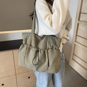 Ženska Tote torba s crossbody remenom, gradski minimalisticki stil, platno, zatvarač, poliester podstava, Jinmao