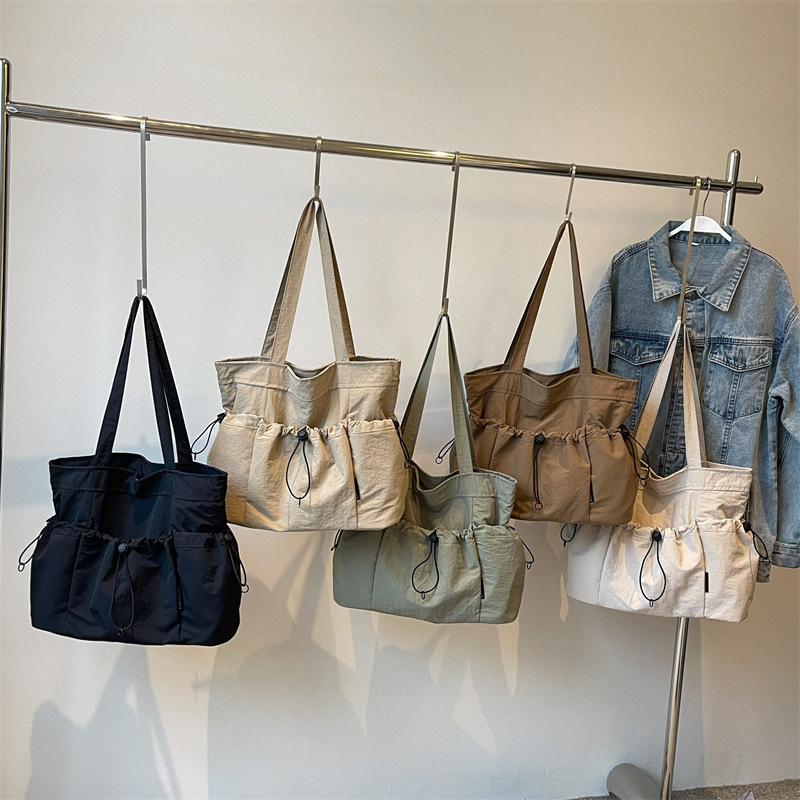 Ženska Tote torba s crossbody remenom, gradski minimalisticki stil, platno, zatvarač, poliester podstava, Jinmao