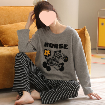 G4A Γυναικεία χειμερινή πυζάμα με μακριά μανίκια, στρογγυλό λαιμό, εξαιρετικά χοντρή ύφανση από νάιλον/πολυαμίδη, ριγέ μακριά παντελόνια, ζεστή