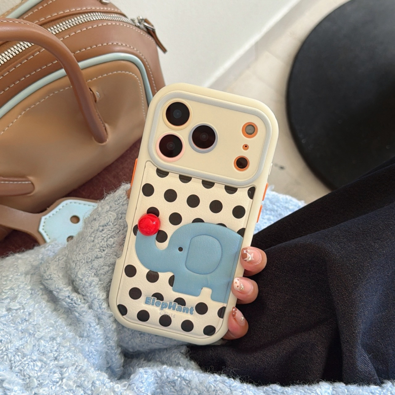 Kućište za iPhone – crtani slon s točkicama, TPU, otporno na pad, otisak, kompatibilno s iPhone 11–14 Pro/Pro Max