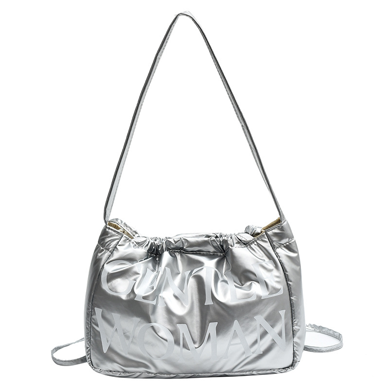 Νάιλον Τσάντα Ώμου με Εκτύπωση Αλφαβήτου, street-style (Υλικό: Νάιλον; Στυλ: Street Trend; Μορφή: Οριζόντια Τετράγωνη; Κλείσιμο: Ταινία; Εσωτερικές Θήκες: Θήκη με φερμουάρ, Θήκη για κινητό, Θήκη για ID)