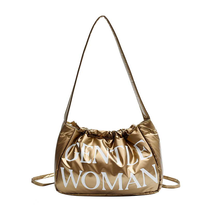 Νάιλον Τσάντα Ώμου με Εκτύπωση Αλφαβήτου, street-style (Υλικό: Νάιλον; Στυλ: Street Trend; Μορφή: Οριζόντια Τετράγωνη; Κλείσιμο: Ταινία; Εσωτερικές Θήκες: Θήκη με φερμουάρ, Θήκη για κινητό, Θήκη για ID)