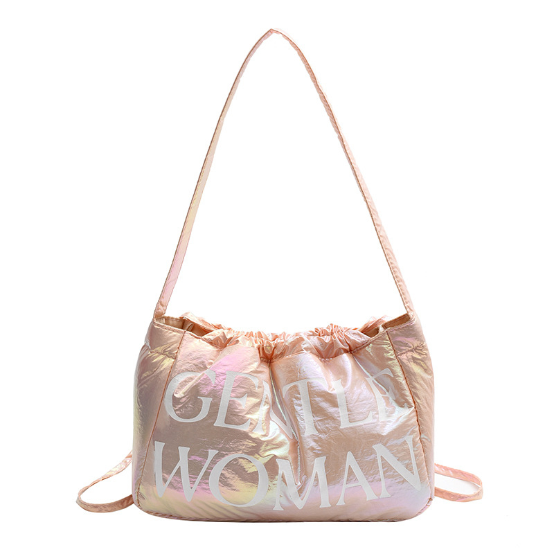 Νάιλον Τσάντα Ώμου με Εκτύπωση Αλφαβήτου, street-style (Υλικό: Νάιλον; Στυλ: Street Trend; Μορφή: Οριζόντια Τετράγωνη; Κλείσιμο: Ταινία; Εσωτερικές Θήκες: Θήκη με φερμουάρ, Θήκη για κινητό, Θήκη για ID)