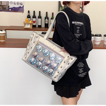 PU tote torba sa zatvaračem, Fresh and Sweet stil, poliesterska podstava, džep za mobitel, dvije ručke