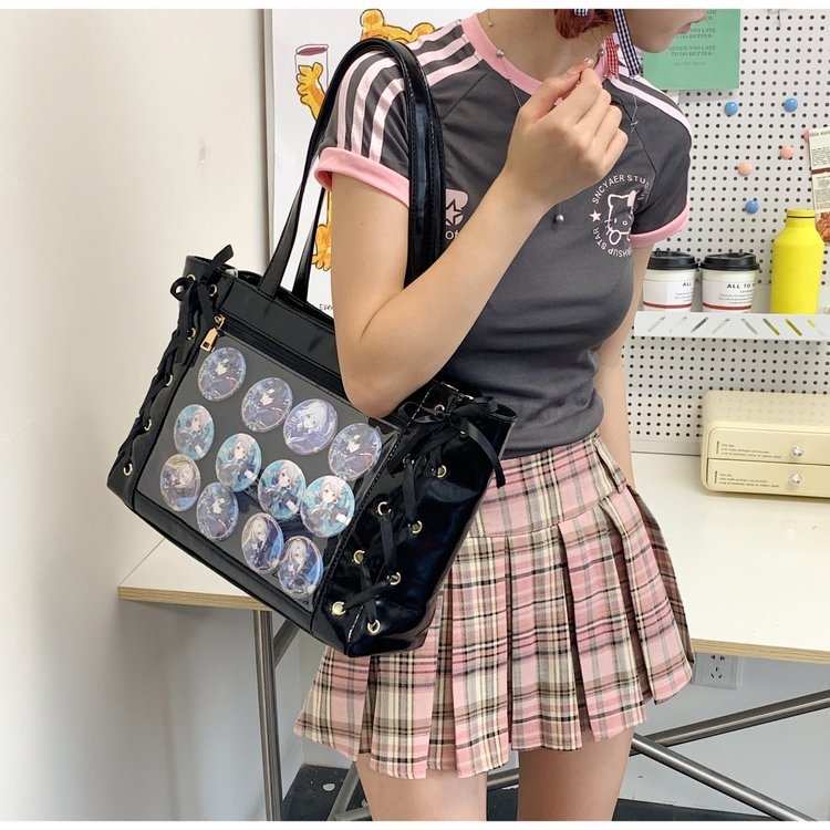 PU tote torba sa zatvaračem, Fresh and Sweet stil, poliesterska podstava, džep za mobitel, dvije ručke