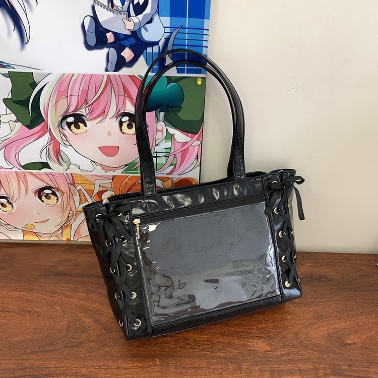 PU tote torba sa zatvaračem, Fresh and Sweet stil, poliesterska podstava, džep za mobitel, dvije ručke