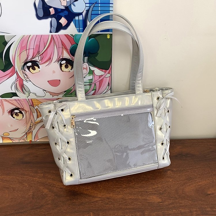 PU tote torba sa zatvaračem, Fresh and Sweet stil, poliesterska podstava, džep za mobitel, dvije ručke